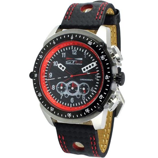 Montre Chronographe Out Of Order Red Pilot - Acier, Silicone Noir, Quartz, Neuf étiquettes