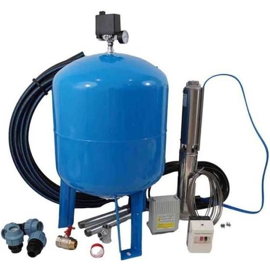 Pompe à eau immergée pour puits profond ou forage 3800L-H 370 W +20 mètres  de câble - Cdiscount Jardin