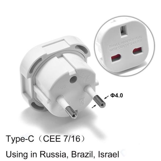 Adaptateur De Voyage UK Vers UE Status - 2 Prises, 13A, Blanc Compact, Pour Appareils Anglais En Europe