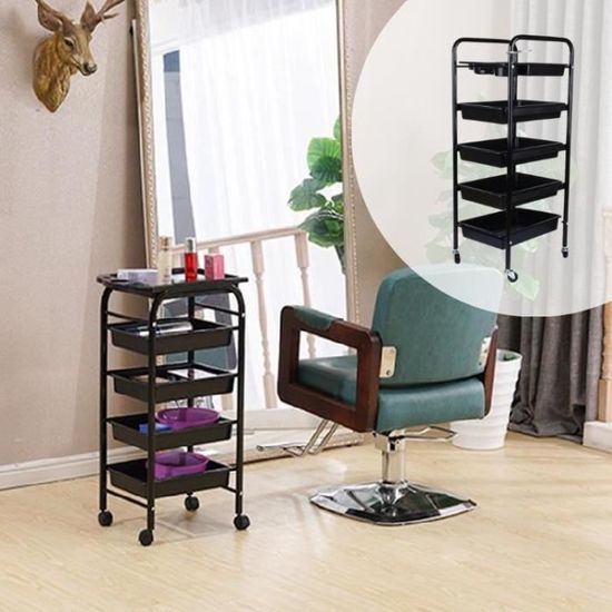 Chariot De Coiffeur 3 Tiroirs Avec Support Sèche-cheveux - Mobile, Robuste, Pour Salon Ou Spa - 8