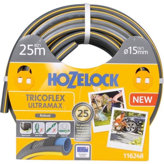 Hozelock Tricoflex Eau Tuyau Ultra Max, diamètre 15mm 25m gris