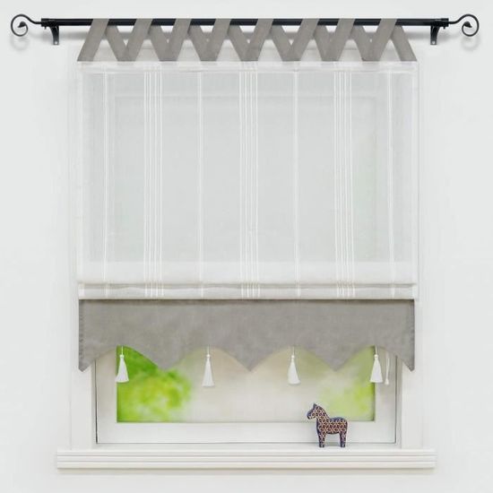 Rideau Voilage Vintage Blanc SIMPVALE - Store Romain Translucide 80x140 Cm - Pour Chambre, Salon, Balcon Ou Cuisine