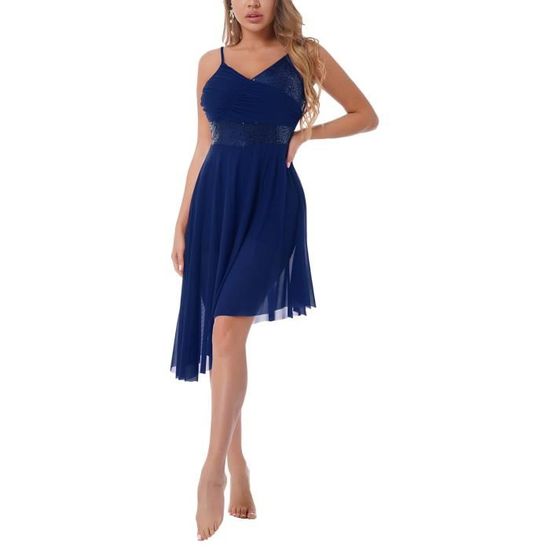 Robe De Danse Contemporaine Femme - Ensemble Asymétrique Jazz/latine - Justaucorps Et Jupe Pour Patinage Artistique - Tailles S à XXL