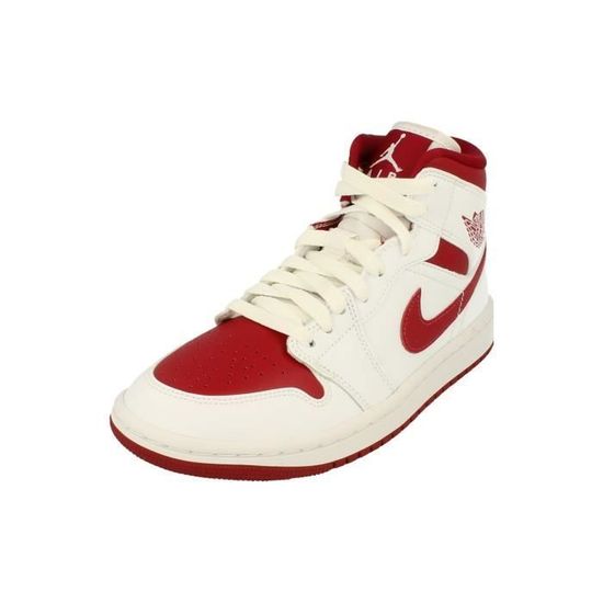 Baskets Nike Femme Air Jordan Mid Blanc/Rouge Enfant Garçon