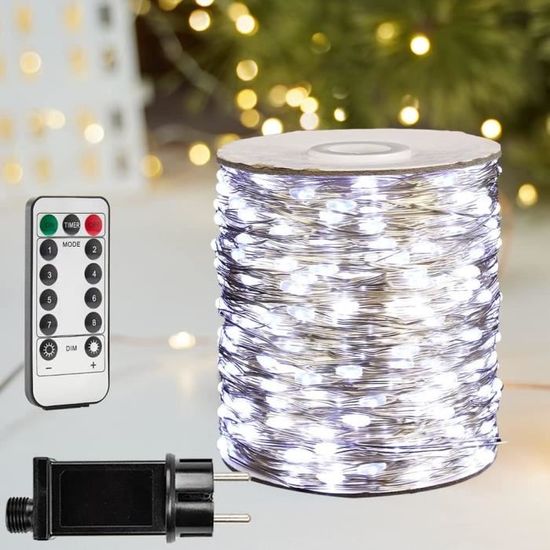 Guirlande Lumineuse ZELUXDOT 30m - 300 LEDs Rose - IP44 Étanche - 8 Modes Et Télécommande - Pour Jardin, Noël, Mariage