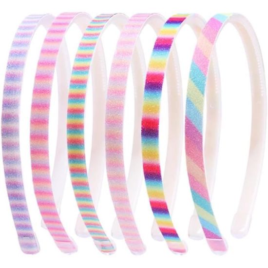 Candygirl 7 Pièces Bandeau Cheveux Femme, Serre Tete Enfant Fille Paillette, Bandeaux élastiques Pour Femme Avec Arc-en-ciel Accessoires Pour Cheveux