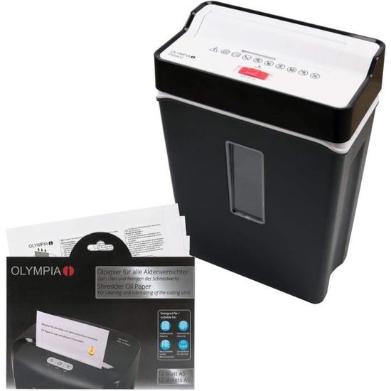 Destructeur De Documents Olympia PS 54CC - Coupe Particules - Noir - Avec Huile Et Papier