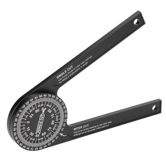 Rapporteur D'Angle Pour Scie à Onglets - Niveau à Bulle, Goniomètre En Alliage + Crayon, 185mm - Idéal Bricolage
