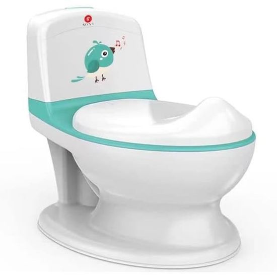 Toilette d'apprentissage de la propreté avec son de chasse d'eau réaliste,  pot amovible, pot de toilette pour bébé avec réservoir de rangement et  protection anti-éclaboussures pour enfants de 1 à 3 