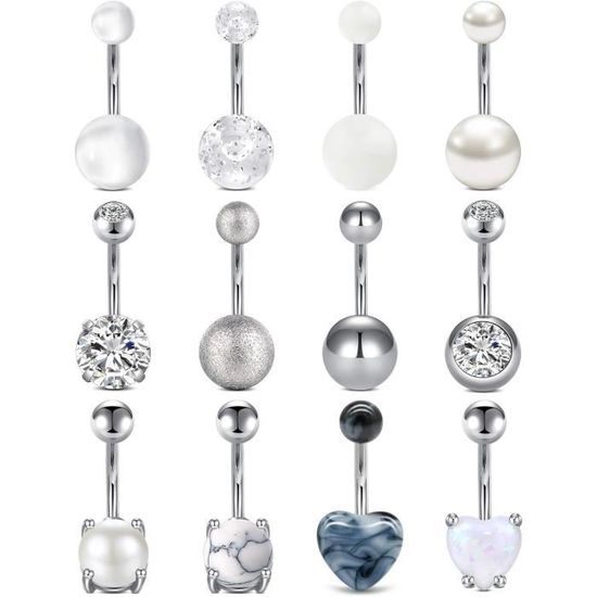 Piercing Ombelico In Acciaio Inox Con Perla E Cuore - 14G Per Donna, 6-10 Mm - Foto 2