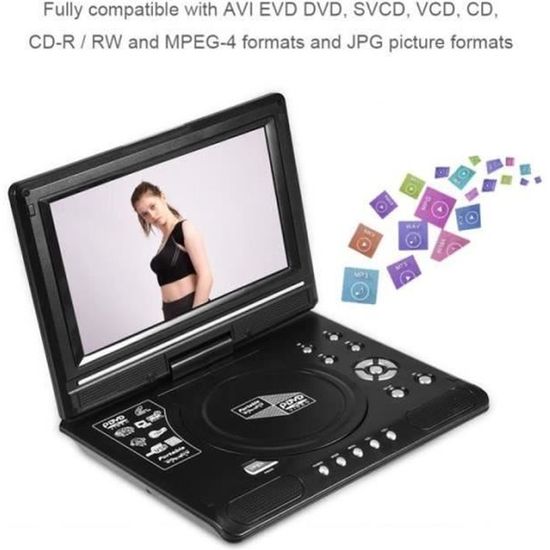 PT24723-9.8'' DVD Lecteur Portable De Voiture VCD CD AVI (EU) - Noir