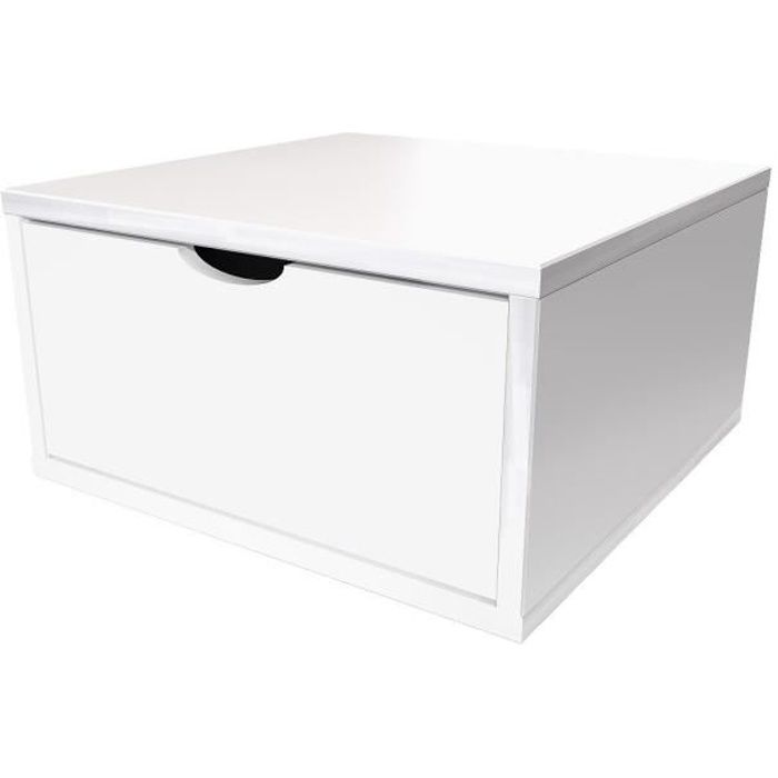 Cube de rangement largeur 50 cm + tiroir - Couleur - Blanc