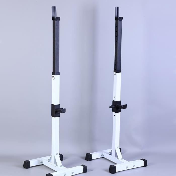 Repose Barre Rack à squat Support d’haltères réglable Appareil d’Exercice Multifonctionnel Charge Max 150 kg