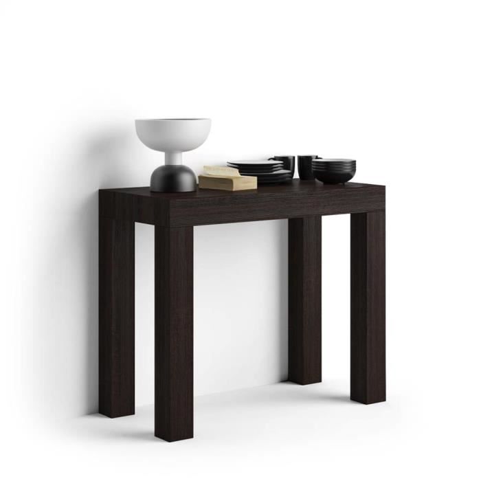 Mobili Fiver, Table Console extensible First, Wengé, Mélaminé/Aluminium, Made in Italy