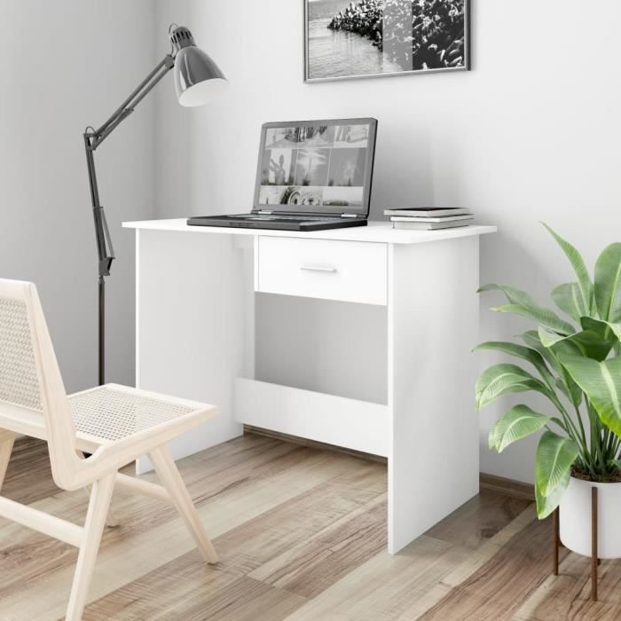 FUDANY-Bureau Blanc 100 x 50 x 76 cm Aggloméré