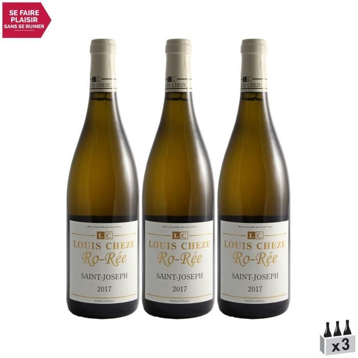 Saint-Joseph RO-REE Blanc 2017 - Lot de 3x75cl - Domaine Louis Chèze - Vin AOC Blanc de la Vallée du Rhône - Cépages Marsanne, Rouss