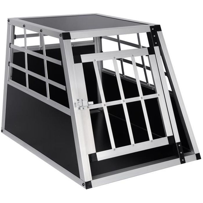 EUGAD Cage de transport pour chien en aluminium, Caisse de transport, Boîte de transport,Boîte de voyage,69x54x50 cm,Noir