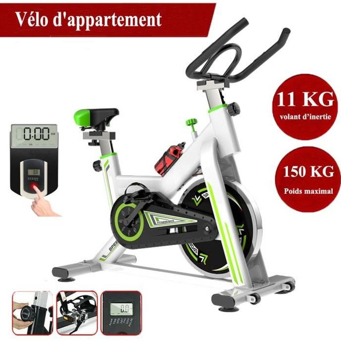LEXLIFE Vélo d'appartement biking entrainement - Inertie de 11 kg - Vélo d'Exercice Multifonction maison bureau exercice - Blanc