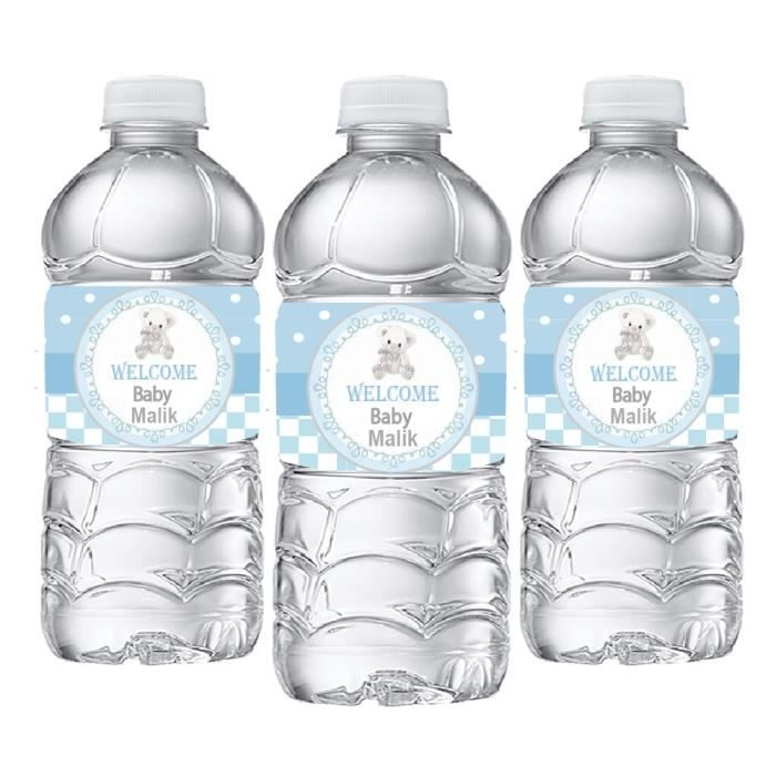 20 labels -Rikivity – autocollant personnalisé ours, étiquette d'emballage de barre de bonbons, pour bouteille d'eau, Champagn
