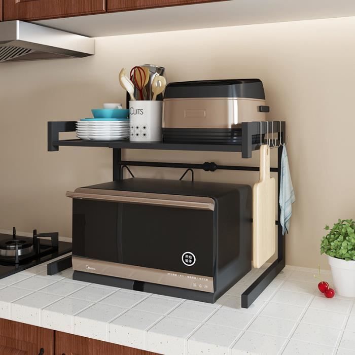 NOIR Support Télescopique Multifonction/Cuisine/étagère pour Four à Micro-Ondes, Étagère Meuble En Fer
