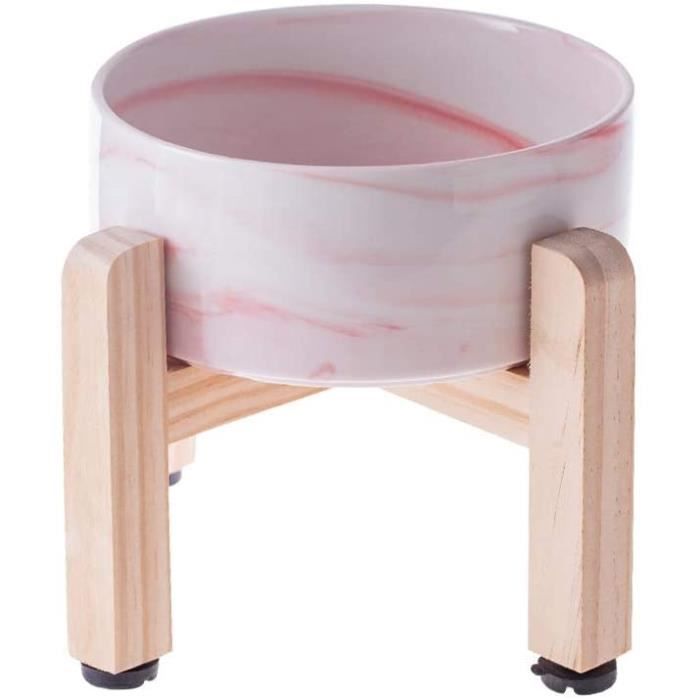 HCHLQLZ Rose marbré Hauteur Porte-gamelle Surélevée Pet Gamelles pour Chien et Chat Gamelles Chien Chat Céramique avec B 511157
