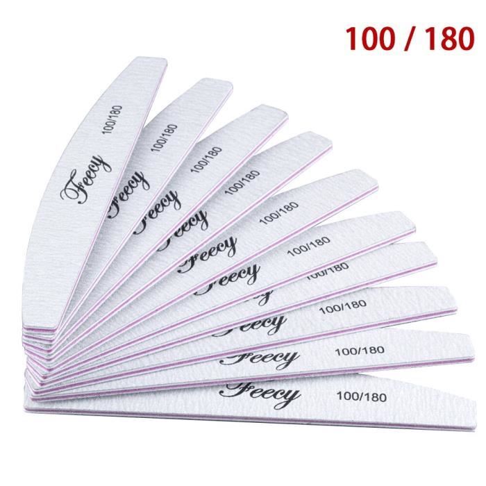 Feecy – Limes à ongles double face, outil d'art pour onglerie, produit de base, tampon pour l'ongle à grain 100/180
