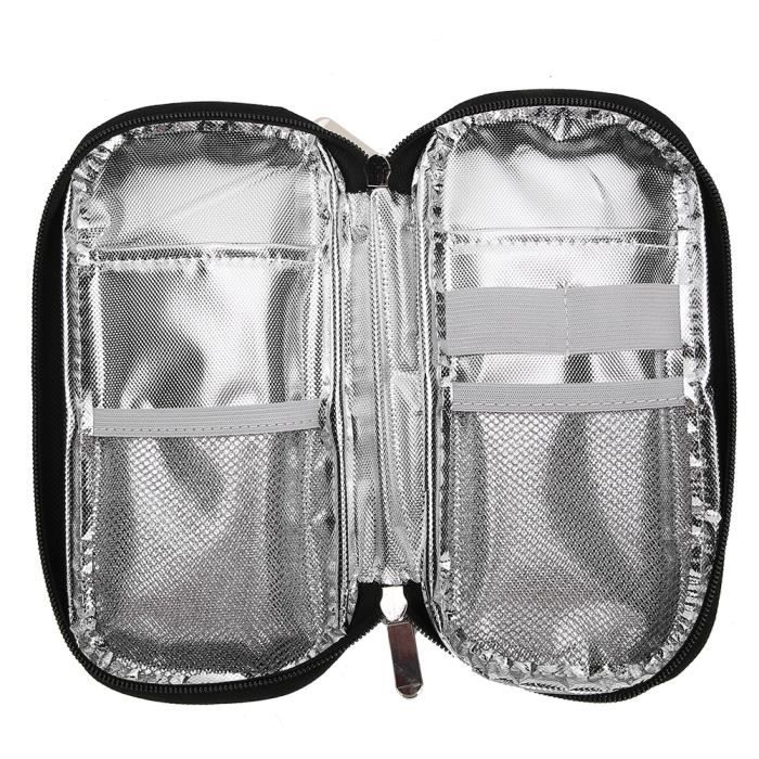Drfeify sac à insuline Sac isotherme réfrigéré à insuline portable pour les soins des patients (fleur rouge à fond noir)