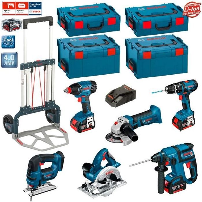 Bosch Kit PSL6M3A (GBH 18 V-EC + GKS + GWS + GDX + GSB 18-2 + GST + 3 x 4,0Ah Li-Ion + 2 L-Boxx 238 + 2 x L-Boxx 136)