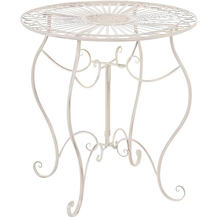 CLP Table de jardin ronde en fer forgé INDRA, faite à la main dans un style nostalgique, diamètre Ø 70 cm, 6 couleurs au choix72 ...