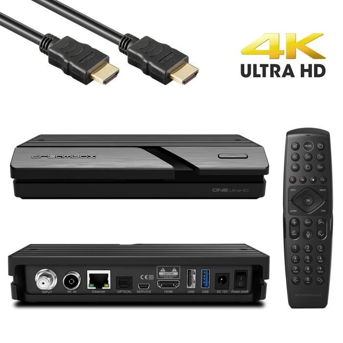 Dreambox One Combo 4K UHD H265 E2 Linux Dual WiFi DVB-S2X MIS DVB-C/T2 Récepteur