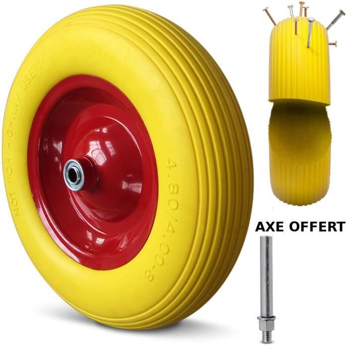 Roue de Brouette Increvable 4.80/4.00-8 260Kg + Axe Ø 20mm