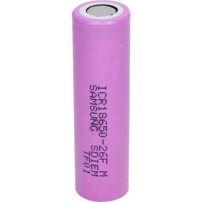 Samsung ICR18650-26 Pile rechargeable spéciale 18650 à tête plate Li-Ion 3.7 V 2550 mAh