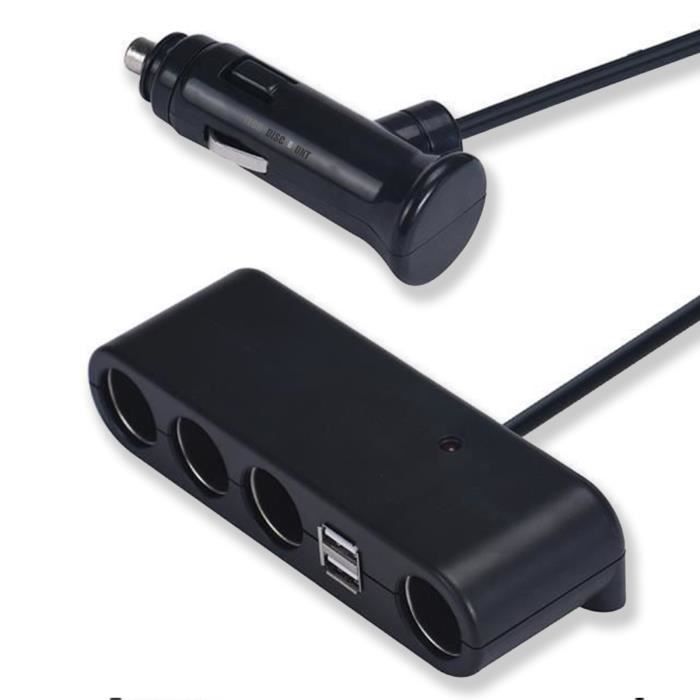 TD® Multiprise allume-cigare double prise 4 prises + prise USB rechargement appareils périphériques téléphone tablettes voiture