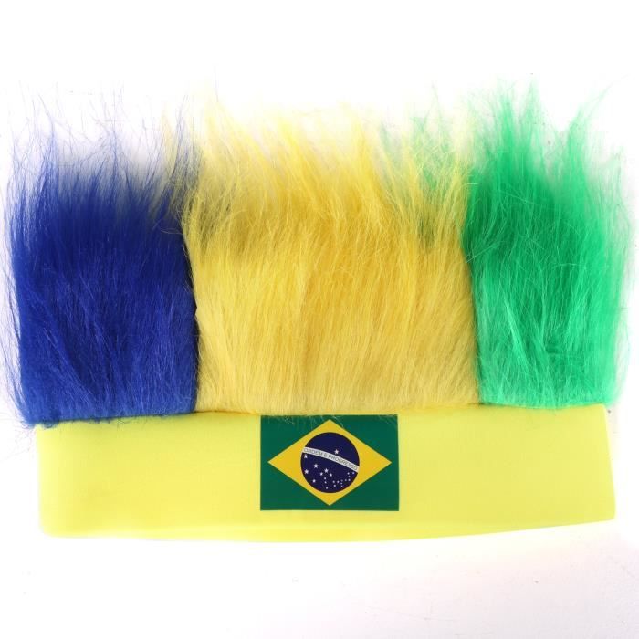 TRIXES Drapeau Brésil Rio 2016 Drapeau Olympique Nouveauté Perruque Bandeau Chapeau