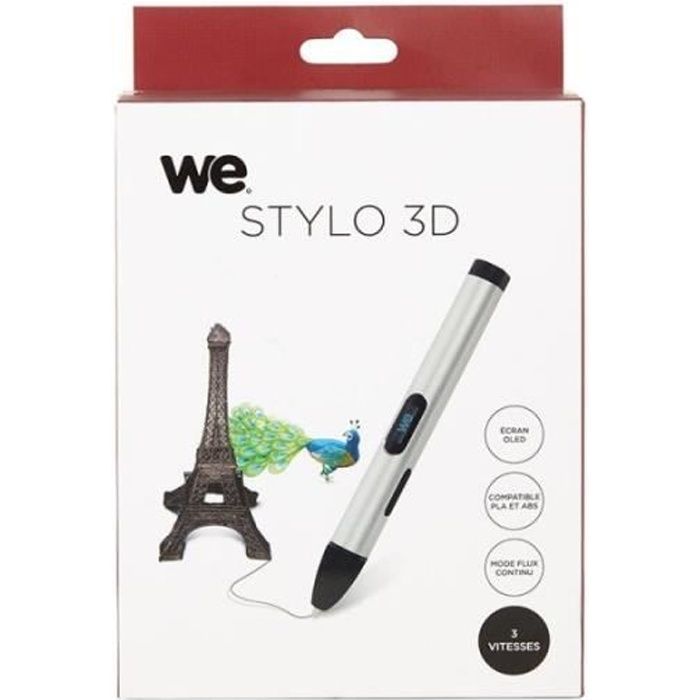 Stylo 3D écran OLED 3 vitesses WE Argent