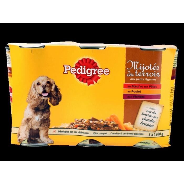 PEDIGREE - Mijotés aux Légumes et viandes - Pour les chiens - 3x1,2KG