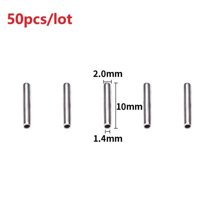 Lot De 50 Manchons à Sertir Doubles En Cuivre - Pour Bas De Ligne Pêche (2 Mm) - Alternative Aux Nœuds, Jointure Solide - 7