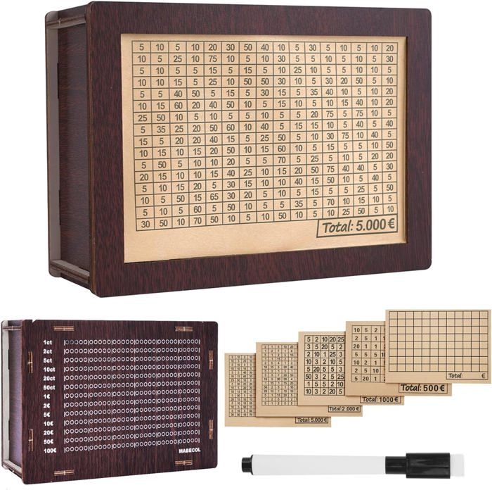 XOXVURI 1 Pièce Tirelire En Bois Avec Marqueur Et 9 Autocollants à