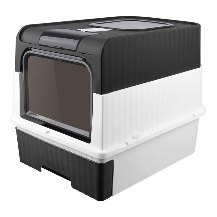 Meilleurs prix pour QUIIENCLEE Bac Litiere pour Chat Fermée,Bac de Portable Tiroir et Pelle à Litière (35 x 49 x 37 cm Noir)