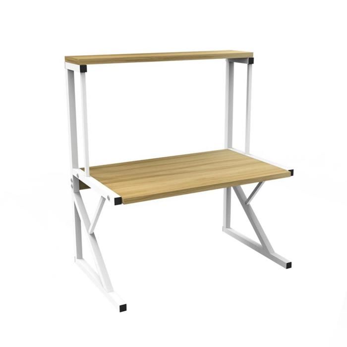 MIPAN Meuble Etagere Étagère de Cuisine sur Pieds pour Micro-Ondes Étagère métallique en Bois et Acier jaune noyer