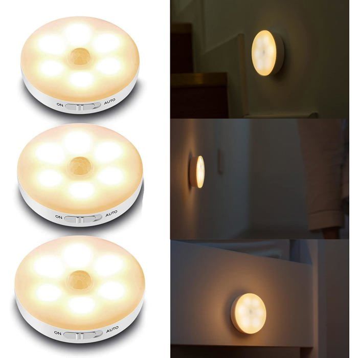 Plafonnier LED - XVX - Kit 3 lampes - Détecteur de mouvement - Sans fil - Blanc