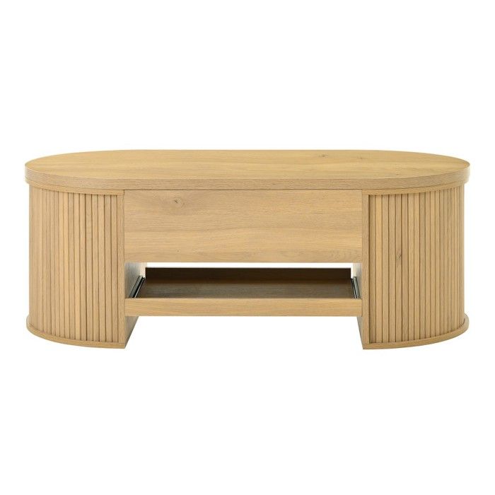 Table basse relevable multifonction - Plateau ajustable & côtés bois courbé - Étagère extensible - Meuble salon design Table basse relevable multifonction - Plateau ajustable & côtés bois courbé - Étagère extensible - Meuble salon design