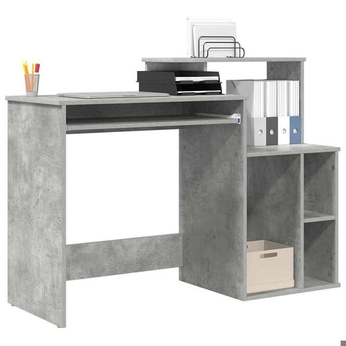 Kenneth@ Bureau - 1 PERSONNE - Table dordinateur - avec Rangement - Gris béton 120.5x44x88.5 cm - LL1039