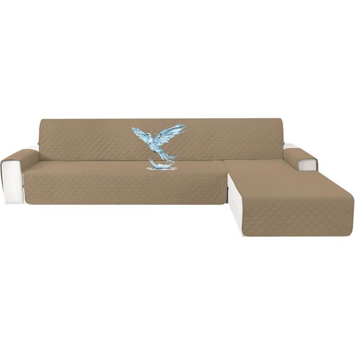 Housse Canape dangle 3 Places avec Accoudoirs Impermeable Couverture Canapé Angle Housse Canape dangle Gauche/Droit Café Clair