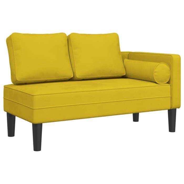 BESTMéridienne chaise longue - Contemporain chaise de canapé avec coussins jaune velours - L116.5 x P62 x H57.5 cm Nov307