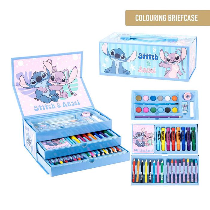 Trousse de coloriage - CERDA - Stitch - Design attrayant - Pratique et spacieuse - Bleu