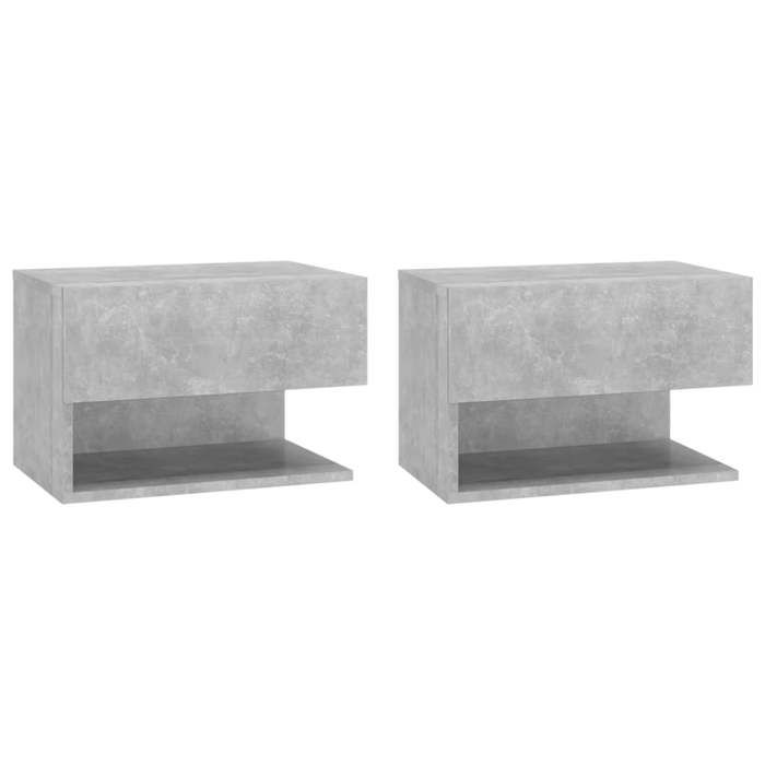 “Winter SaleTOP Armoire de lit Gris - Tables de chevet murales 2 pcs Gris béton PRO53955