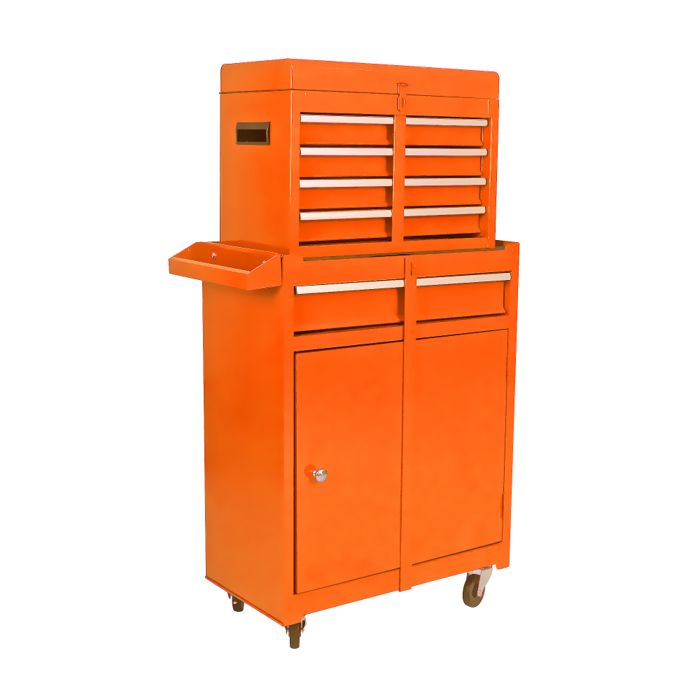 Servante datelier -Caisse a outil -Chariot à roulettes -AVEC 5 Tiroirs verrouillables rangement -Orange-516 x 279 x 102 cm