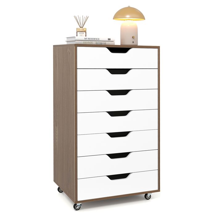 GIANTEX Caisson de Bureau avec 4 Roulettes Commode à 7 Tiroirs Meuble de Rangement Moderne Salon Chambre 49x40x87 cm Naturel GIANTEX Caisson de Bureau avec 4 Roulettes Commode à 7 Tiroirs Meuble de Rangement Moderne Salon Chambre 49x40x87 cm Naturel