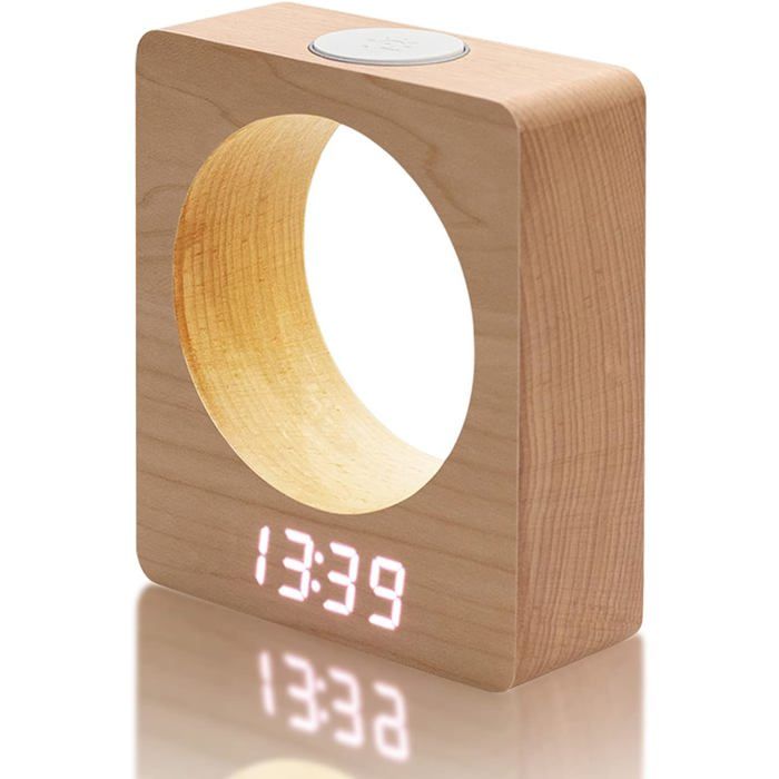 Réveil Numérique Silencieux en Bois - 3 Réveils Lumière LED 4 Niveaux Température & Calendrier Alimenté par Batterie Réveil Numérique Silencieux en Bois - 3 Réveils Lumière LED 4 Niveaux Température & Calendrier Alimenté par Batterie